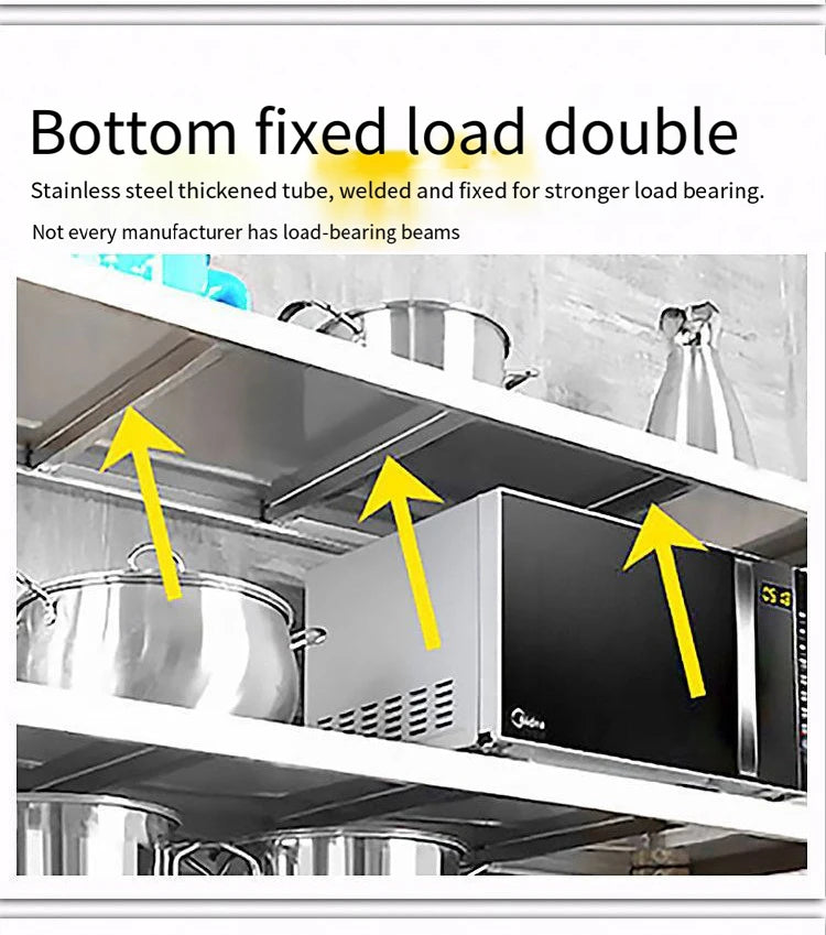 Stainless Steel Shelf, Kitchen Storage Rack, 3-Tier Shelving Units and Storage, Standing Shelving Work Table for Kitchen Garage