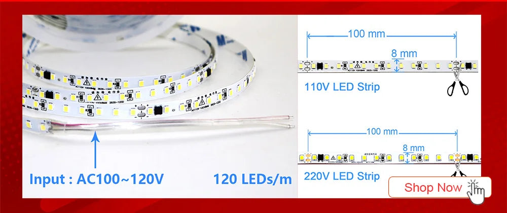 2835 5M 300 600 1200LEDs LED Strip DC12V 24V 120LEDs/m Home Waterproof IP65 Lamp Strip  Flexible And Cuttable Soft Lamp Bar