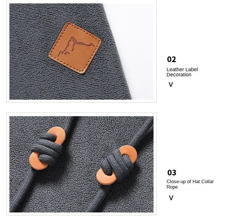 Winter Warm Cashmere Jacket Mens High-end Ski Fleece Iined Thickened Hoodie Coat Casual Womens Outdoor Camping Cold-proof Jacket