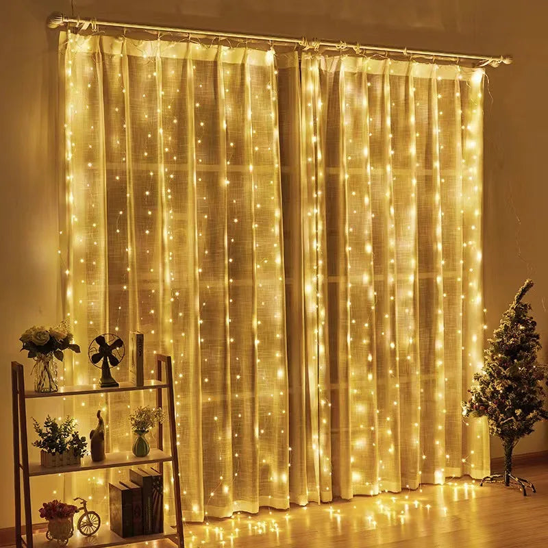 LED Curtain Garland on The Window USB String Lights Fairy Festoon Remote Control Christmas Wedding Decorations for Home Room