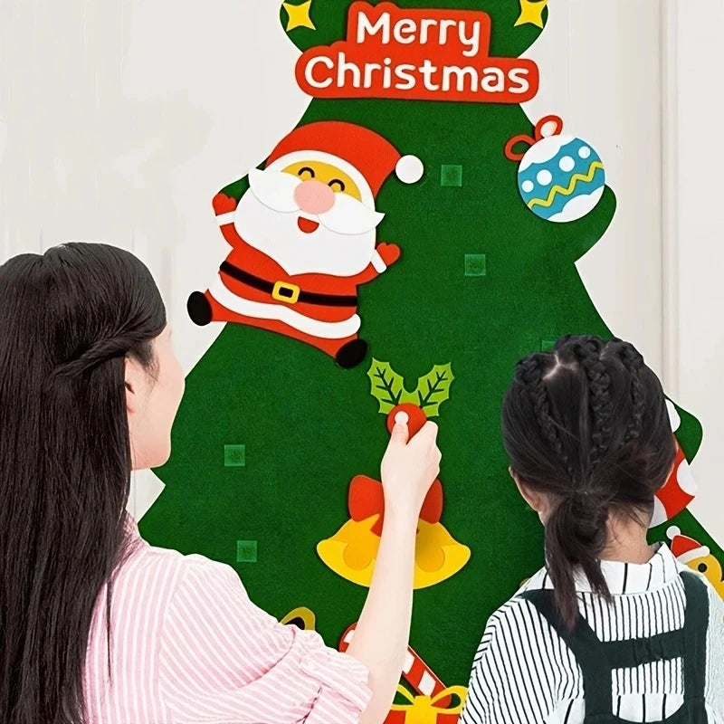 DIY Felt Christmas Tree Christmas Decoration for Home Navidad 2022 New Year Christmas Ornaments Santa Claus Xmas Kids Gifts