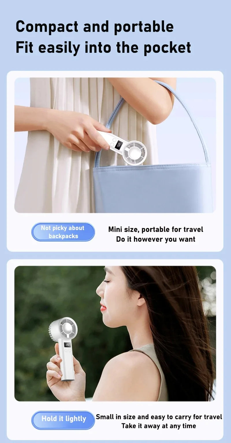 120 Wind Speeds Bladeless Portable Hand Fan USB Rechargeable Mini Handheld High-Speed Personal Fan for Eyelash Makeup