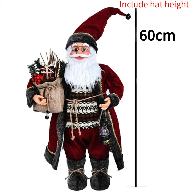60cm Christmas Large Santa Claus Dolls Ornaments Standing Santa Figurine Doll Christmas Home Decoration Kids Gift navidad
