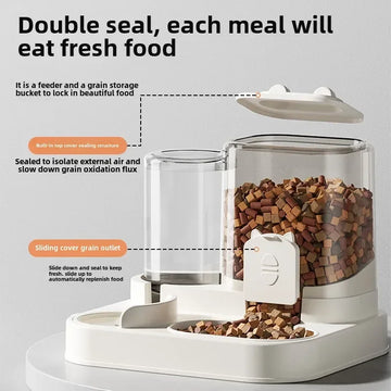 Cat feeder, dog and cat basin, equipped with water dispenser bowl, automatic recycling utensil, universal pet products