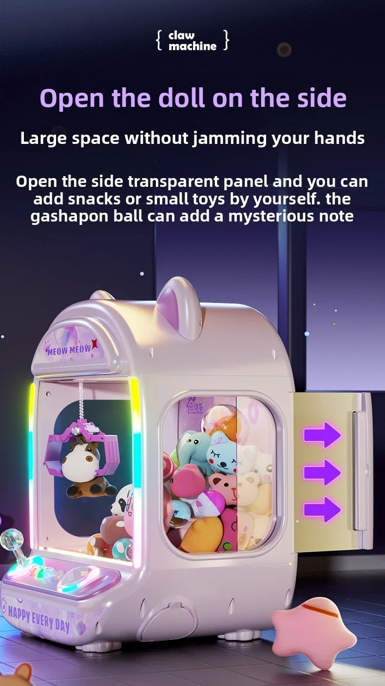 DIY Automatic Doll Machine Kids Coin Operated Play Game Mini Claw Catch Toys Crane Machines Music Doll for Christmas gifts