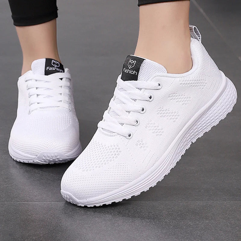 Women’s Breathable Mesh Walking Sneakers – Lightweight Flat Shoes