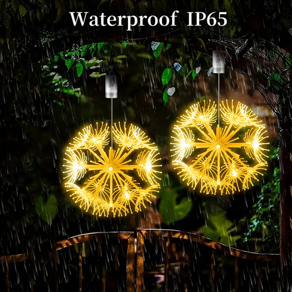 Dandelion Firework Lights 8 Modes 19LED Fairy Starburst Light with Remote Outdoor Decorations for Home, Party, Cafe, Wedding