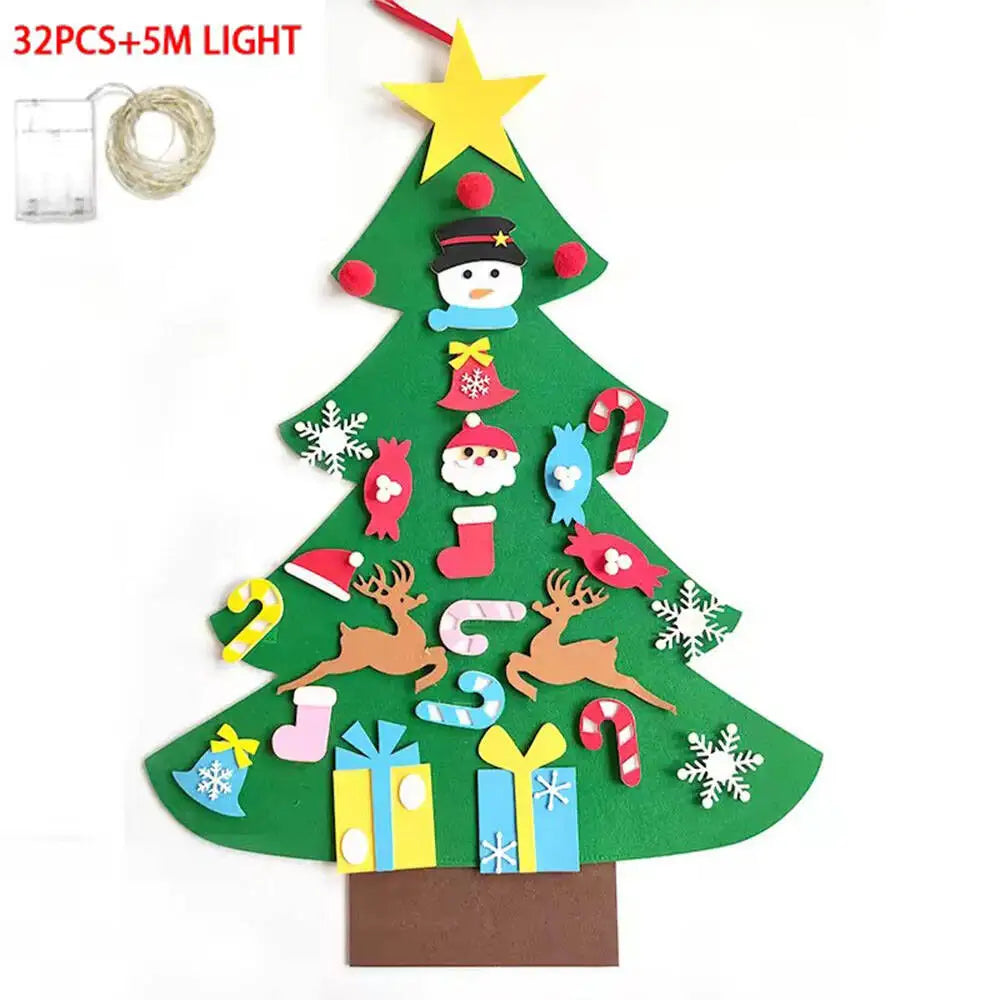 DIY Felt Christmas Tree Christmas Decoration for Home Navidad 2022 New Year Christmas Ornaments Santa Claus Xmas Kids Gifts
