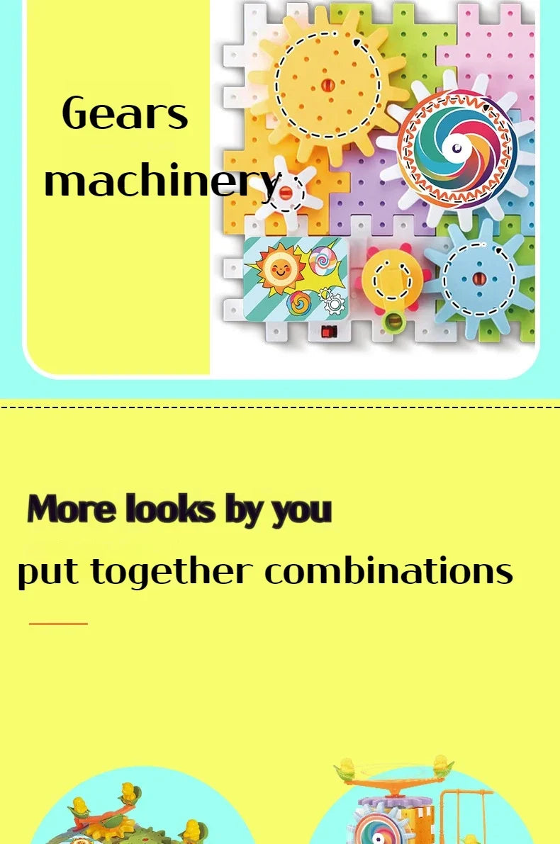 Electric Gears 3D Puzzle Model Building Kits Plastic Brick Blocks Educational Toys for Kids Children Gear Blocks Building Toys