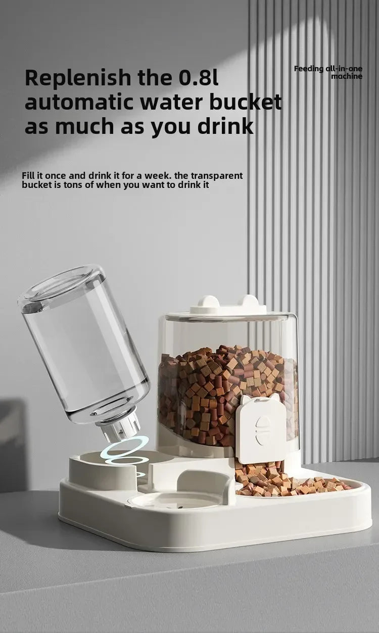 Cat feeder, dog and cat basin, equipped with water dispenser bowl, automatic recycling utensil, universal pet products