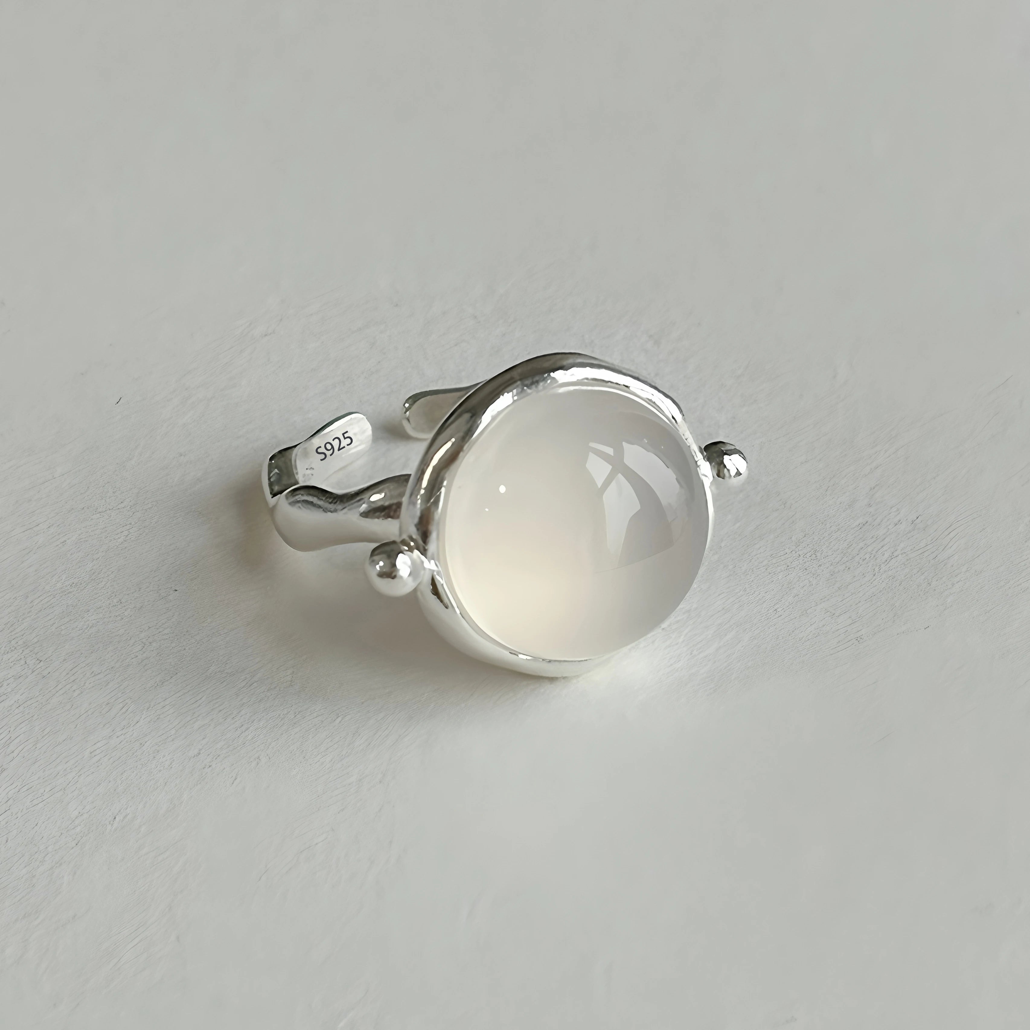 PANJBJ 925 Sterling Silver Geometry Crystal Ring For Women Ellipse Exaggerated Punk Water Drop Open Jewelry Gift Dropshipping