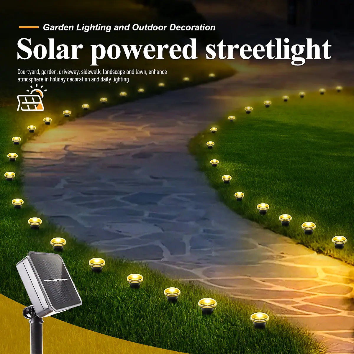 LED Solar Lights 8 Modes Outdoor Solar Garden Lights Waterproof Lawn Pilot Lamps for Trails Camping Yards Decorative Lighting