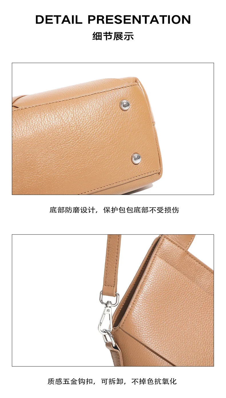 Genuine Leather Woven Tote Crossbody Bag