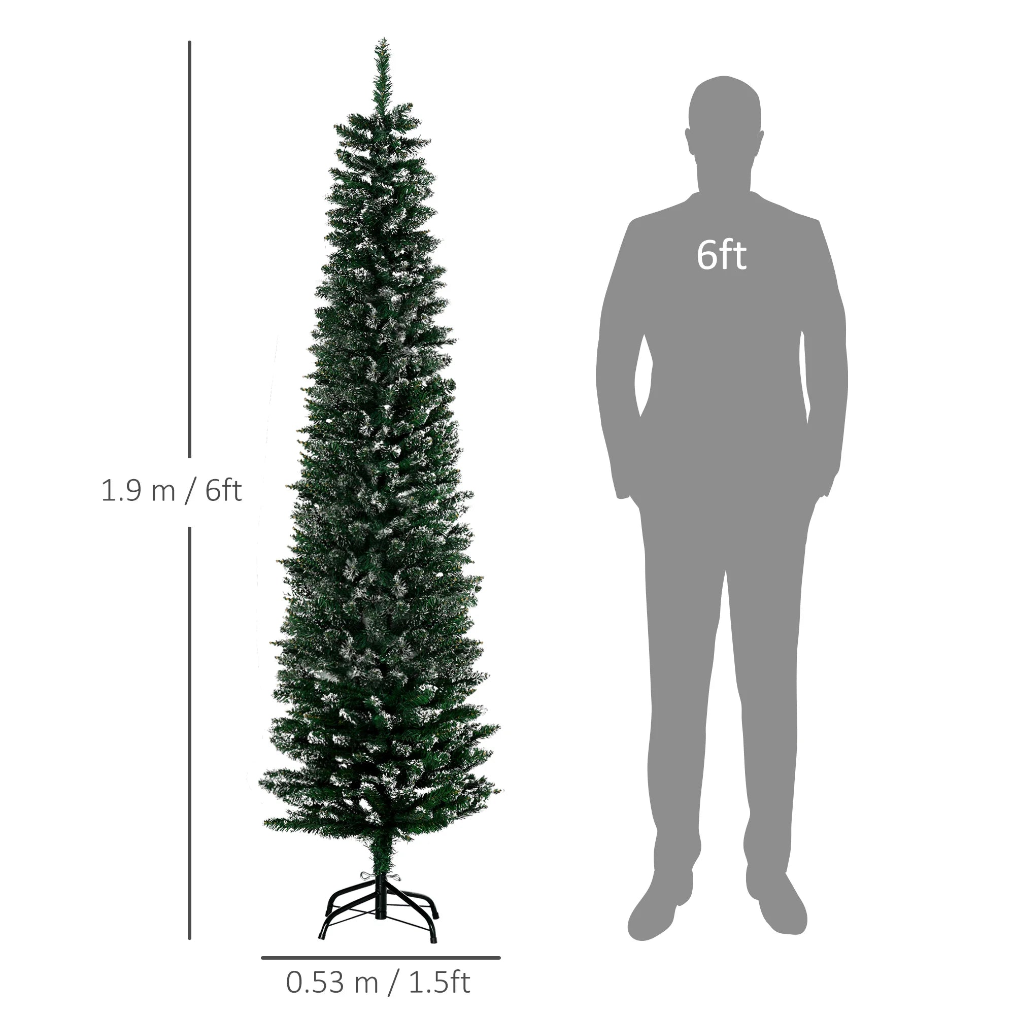 HOMCOM 6FT Artificial Snow Dipped Christmas Tree Home Indoor Decoration Green
