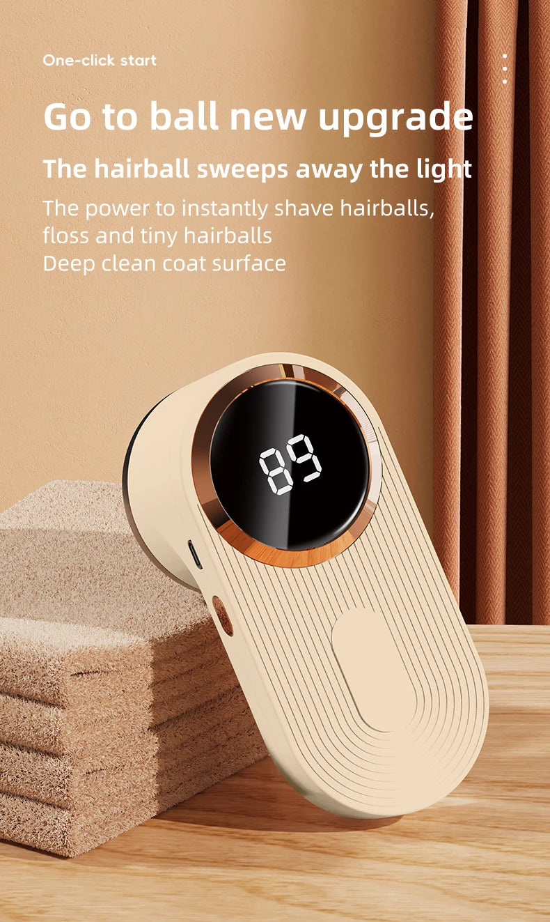Portable Fabric Shaver LED Screen Electric Lint Remover for Clothes Sweater Fur Pill Shaver USB Rechargeable Handheld