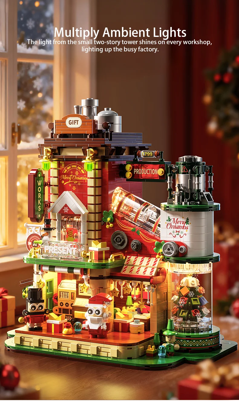 2782 PCS Christmas DIY Building Blocks Sets Ornaments Construction Blocking Factory Model Toys For Children Gifts with Led Light