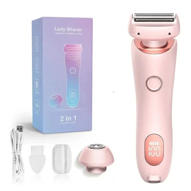 Electric Razors for Women 2 In 1 Bikini Trimmer Face Shavers Hair Removal for Underarms Legs Ladies Body Trimmer IPX7 Waterproof