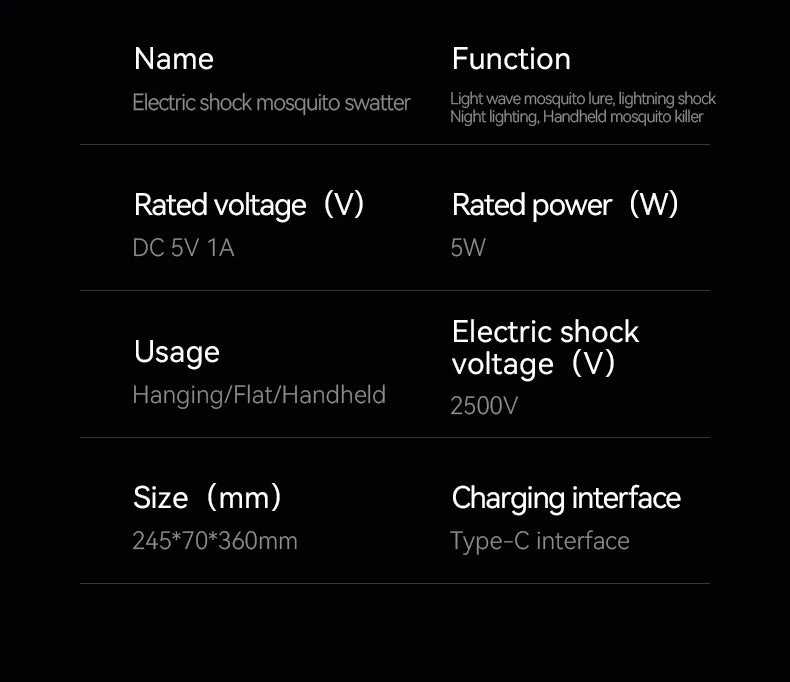 Electric Shock Mosquito Swatter Foldable Zapper Anti Mosquito Lamp Repellent Killer Rechargeable Portable Indoor Outdoor Use