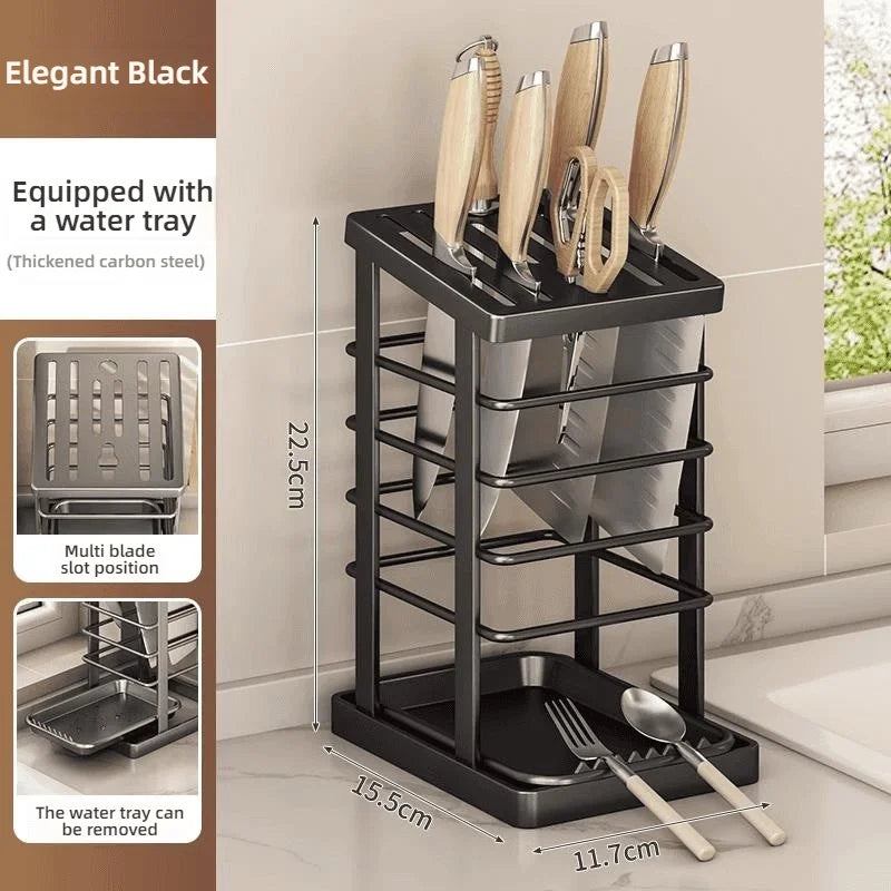 Kitchen Tabletop Storage Rack Knife Holder Stand Waterproof Hollow Storage Rack Kitchen Utensil Organizer Holder Accessories
