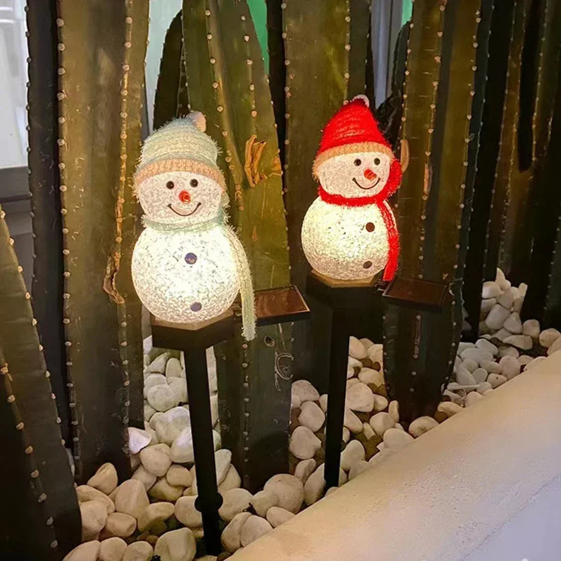 LED Christmas Solar Garden Decoration Light Solar Powered Snowman Lawn Light Outdoor Away Courtyard Terraces Decorative Lamp