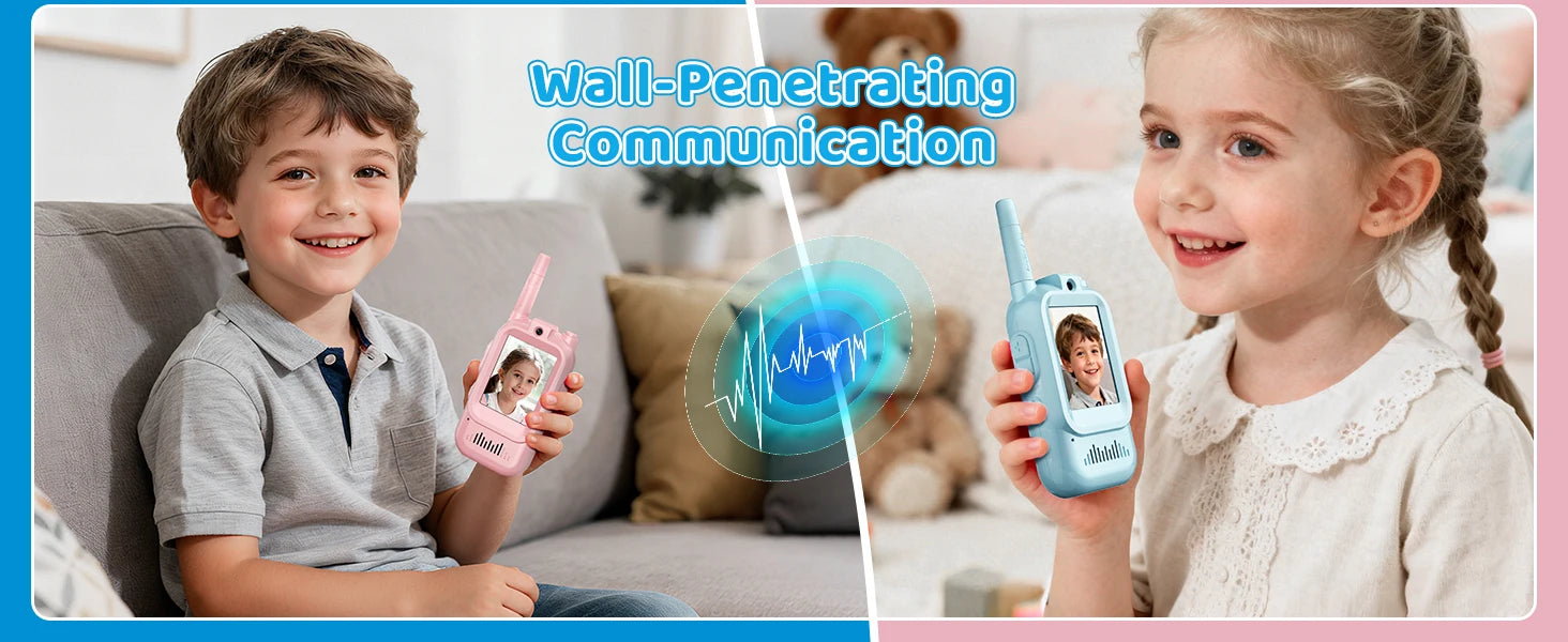 Video Walkie Talkies for Kids 2 Pack Rechargeable Toddler Toys  for Indoor Camping Travel  Birthday Gfits for Kids Ages 3-12