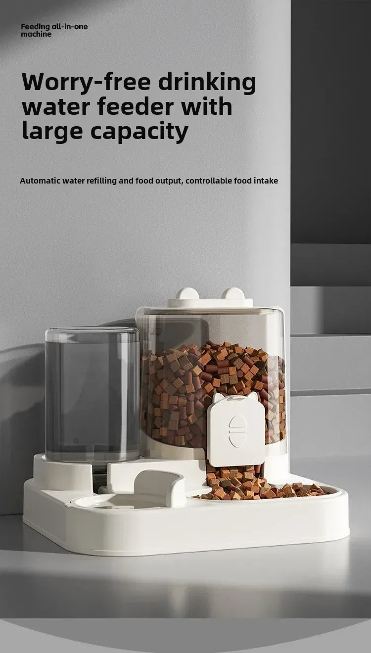 Cat feeder, dog and cat basin, equipped with water dispenser bowl, automatic recycling utensil, universal pet products