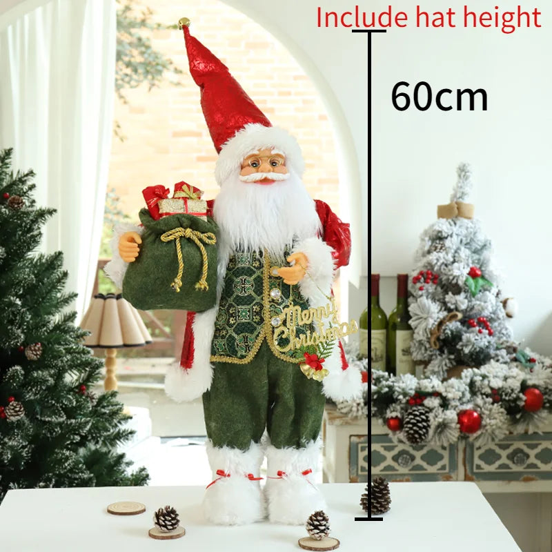 60CM Large Santa Claus Dolls Ornaments Standing Santa Figurine Doll Christmas Home Decoration Kids Gift navidad home decor