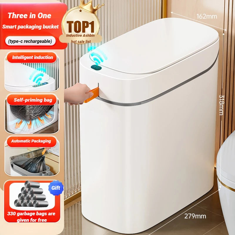 JOYBOS Smart Sensor Trash Can With Auto Adsorption Bag Rechargeable Garbage Trash Can For Home Toilet Living Room Household