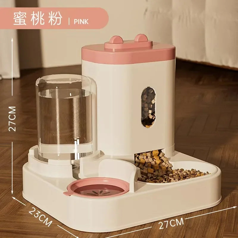 Cat feeder, dog and cat basin, equipped with water dispenser bowl, automatic recycling utensil, universal pet products
