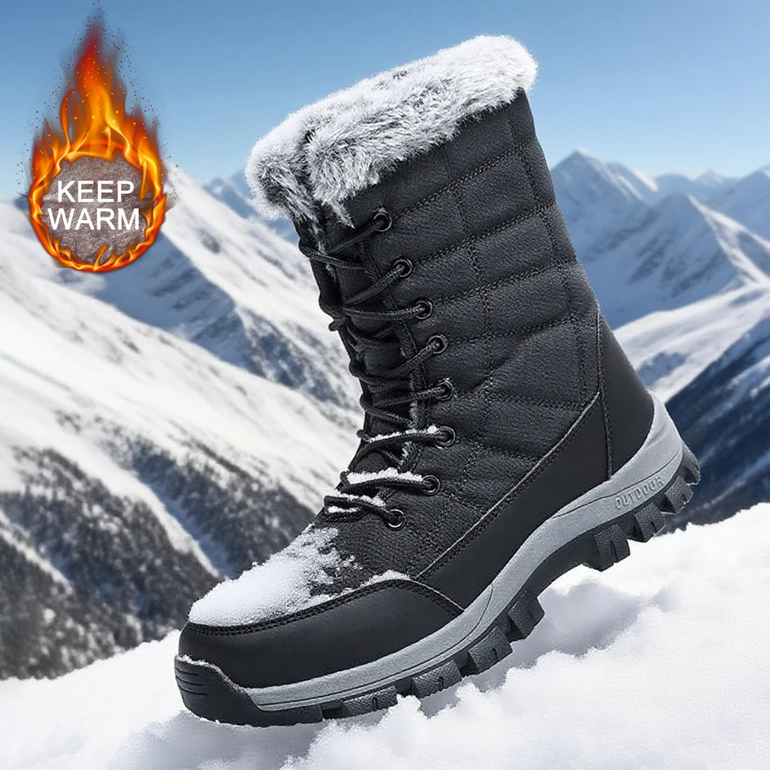 Men’s Winter Snow Boots – Waterproof Anti-Slip Outdoor Shoes
