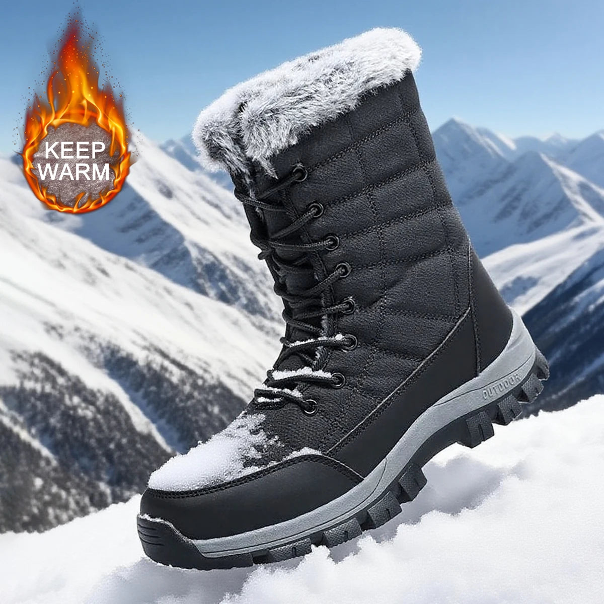 Men’s Winter Snow Boots – Waterproof Anti-Slip Outdoor Shoes