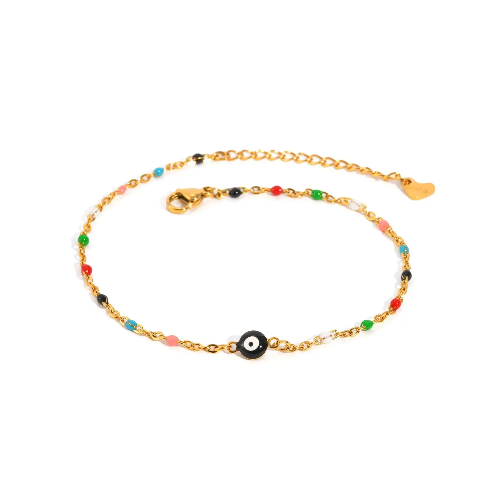 Vintage Lucky Evil Eye Anklet Bracelet for Women, Blue Eye Beaded Chain Stainless Steel Foot Anklets, Waterproof Jewelry on Leg