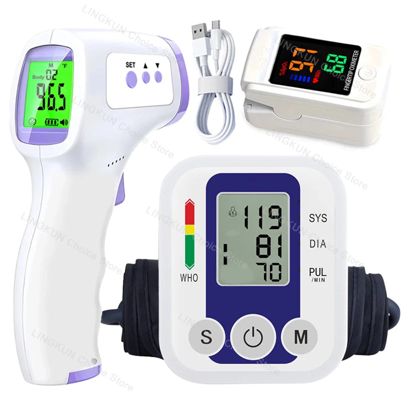 Tensiometer Heart Rate Pulse Meter BP Monitor Healthy Digital Arm Blood Pressure Meter Cuff Medical Automatic Pressure Tonometer