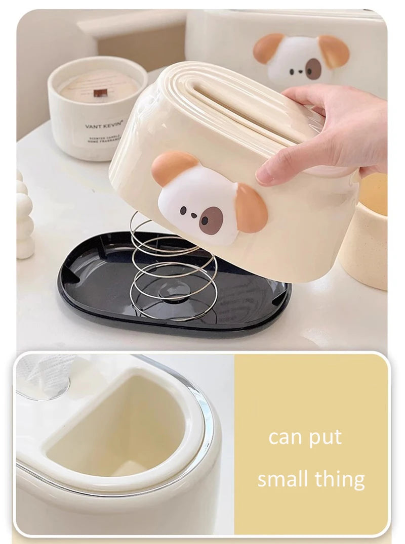 Kawaii Napkin Holder For Table Kitchen Tissue Box Luxury Tissue Case Organizer Box Home Decor Makeup Brush Storage Container