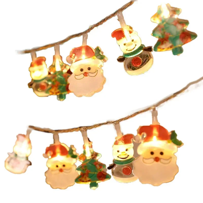 Christmas Lights String Santa Claus Snowman Battery-operated Garland LED Christmas Decorative Light Party New Year's Decor