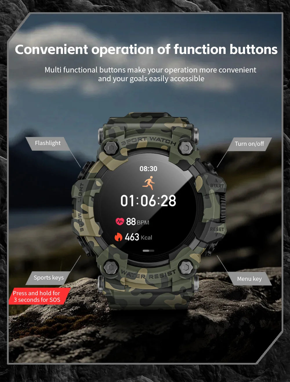 Fitness Smart Watch for Men with Heart Rate