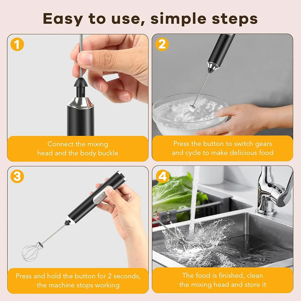 Coffee Milk Frother Handheld Milk Foamer Blenders For Kitchen Egg Blender Electric Whisk Drink Mixer For Matcha Cappuccino