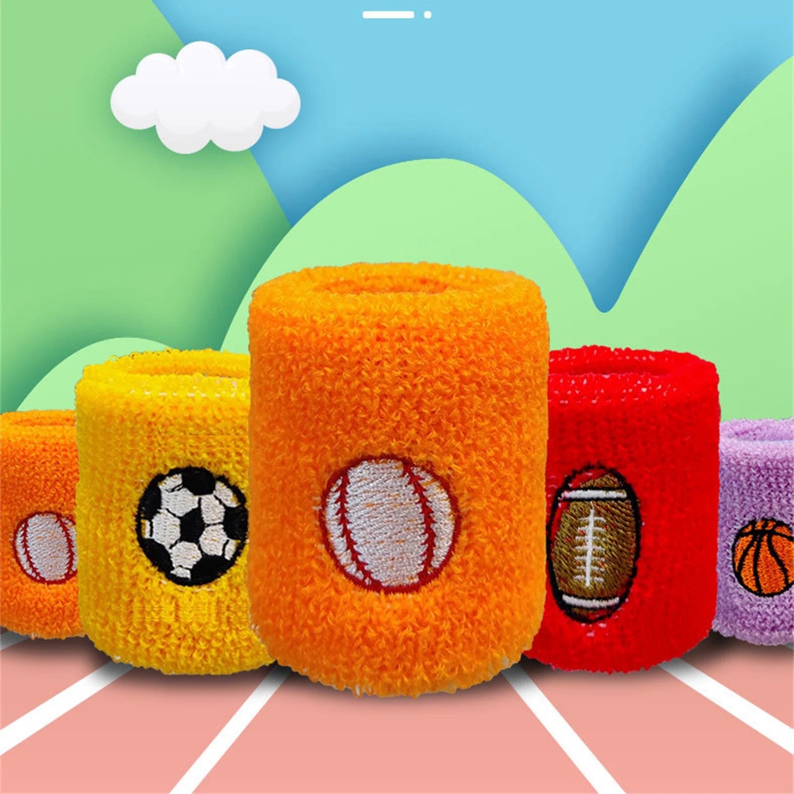 Sports Wristbands For Kids Children Wrist Sweat Bands Children Wrist Bands Sweat-proof For Basketball Baseball Football Soccer