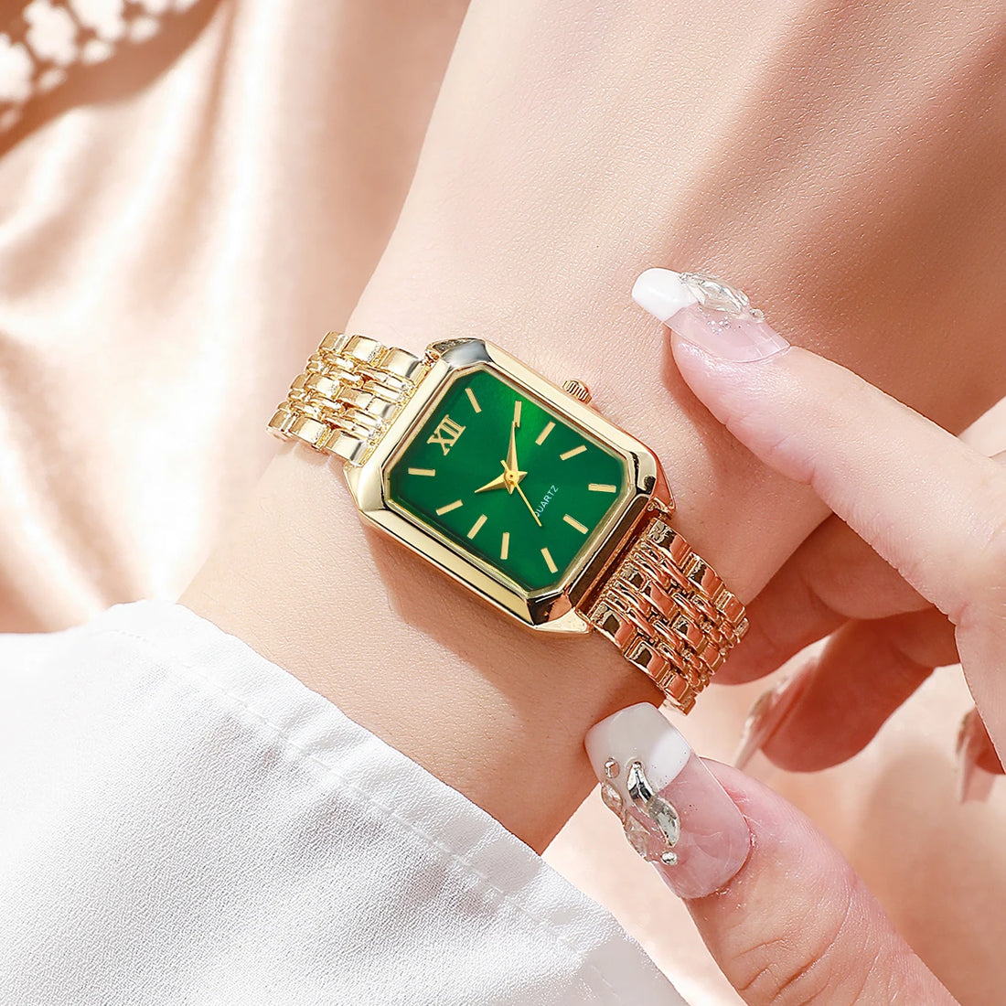 4/5/8/9PCS Fashion Rectangle Women Watches Set Luxury Analog Quartz Wristwatch For Ladies Clock Reloj Mujer（Without Box）