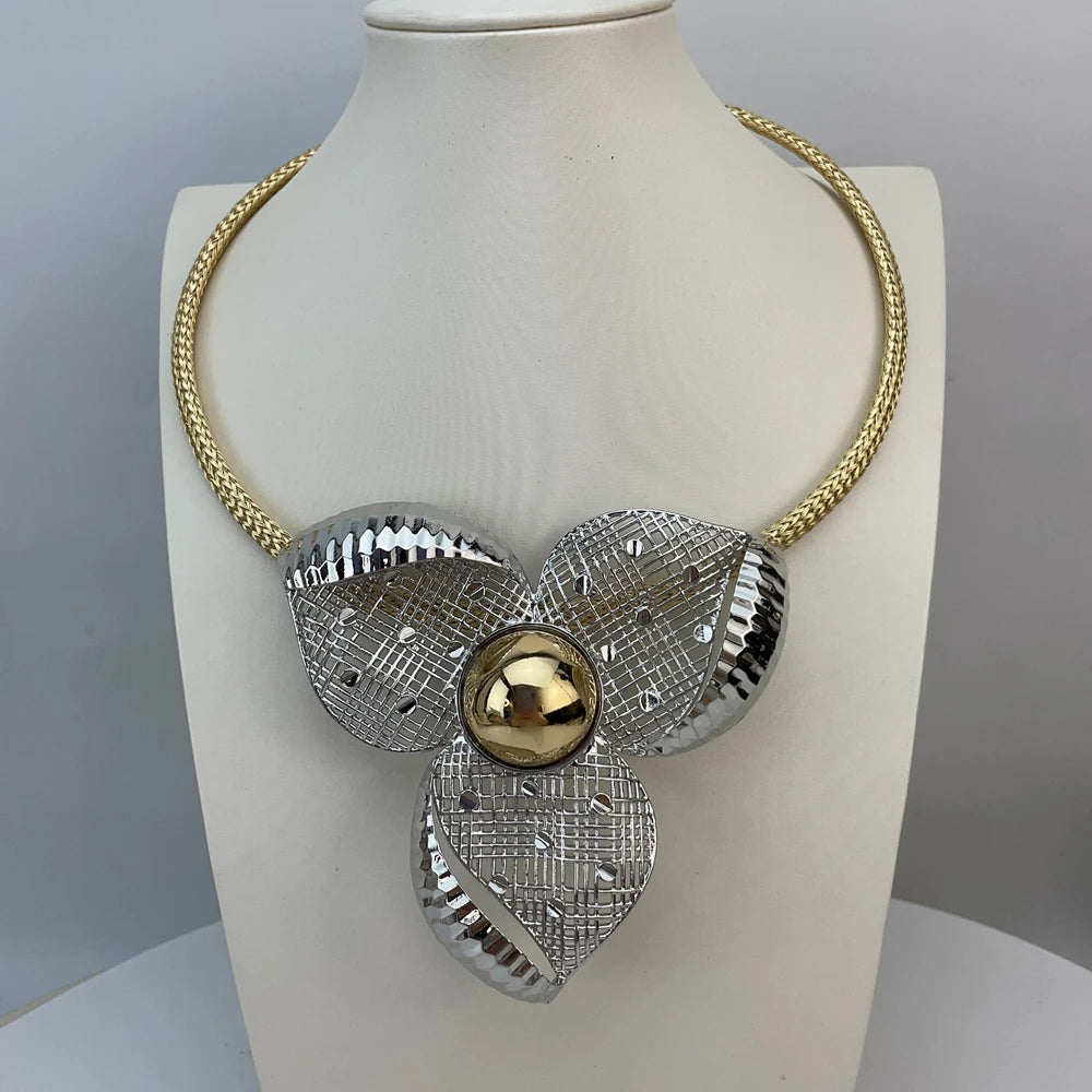 Brazilian Simple Style African Bride Light Weight Colorful Necklace Latest Luxury Jewelry Set For Women Party FHK22799