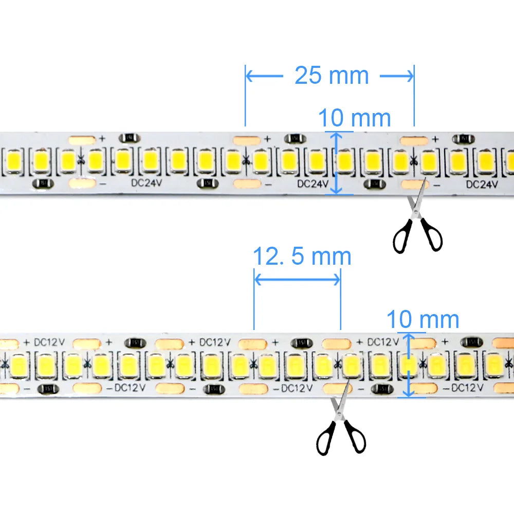 2835 5M 300 600 1200LEDs LED Strip DC12V 24V 120LEDs/m Home Waterproof IP65 Lamp Strip  Flexible And Cuttable Soft Lamp Bar