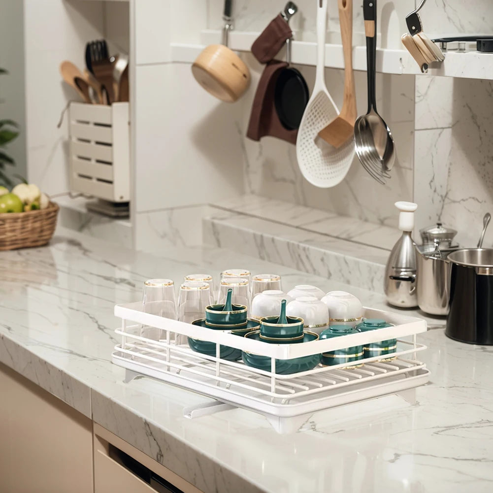 2025 Dish Drying Rack Kitchen Adjustable  Steel 2 Tier Plates Organizer Dish Bowl Drainer Storage Rack Kitchen Utensils