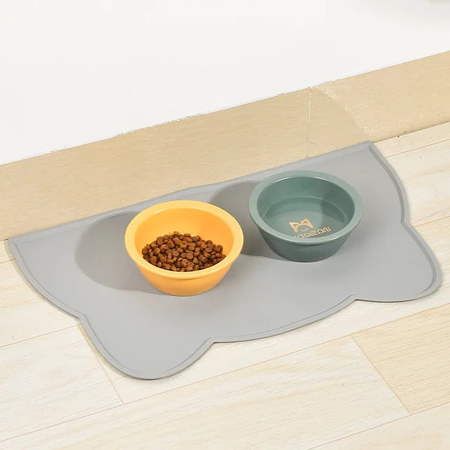 Pet Silicone Food Mats Portable Waterproof Leak-Proof Non-Slip Feeding Mats Bowl Pads Cushion For Cats Dogs Pet Items cute