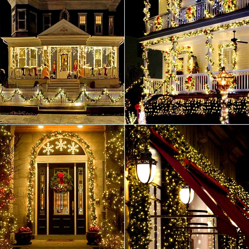 Outdoor LED Solar Fairy String Lights Waterproof Garden Decoration Garland 8Modes Copper Wire Light For Street Patio Christmas