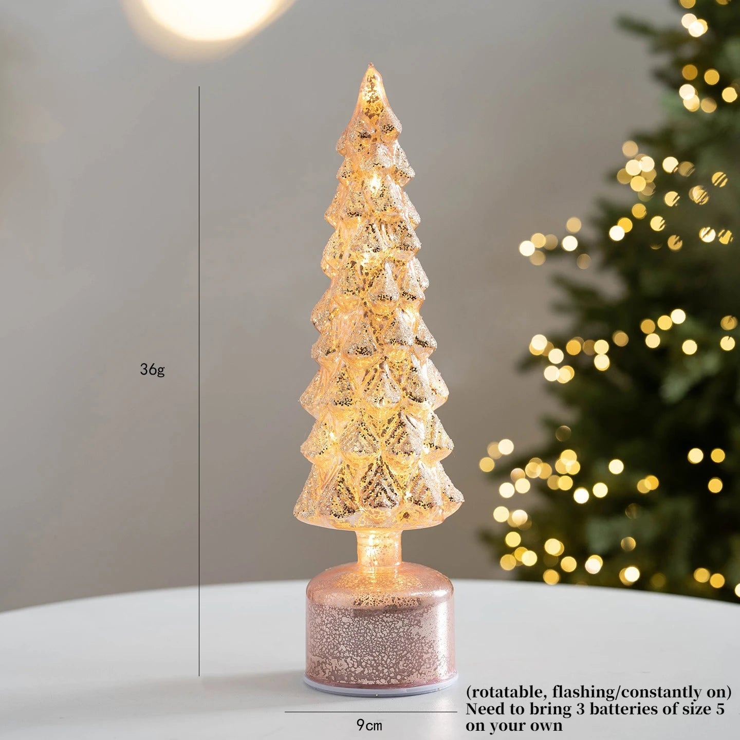 Portable Christmas Tree Night Light | 100% Cordless for Bedroom Desk | Battery Not Included | Romantic Xmas Decor Gift