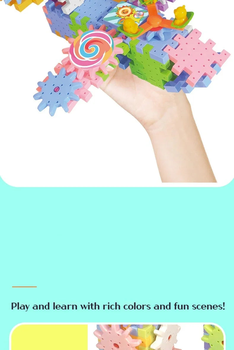 Electric Gears 3D Puzzle Model Building Kits Plastic Brick Blocks Educational Toys for Kids Children Gear Blocks Building Toys