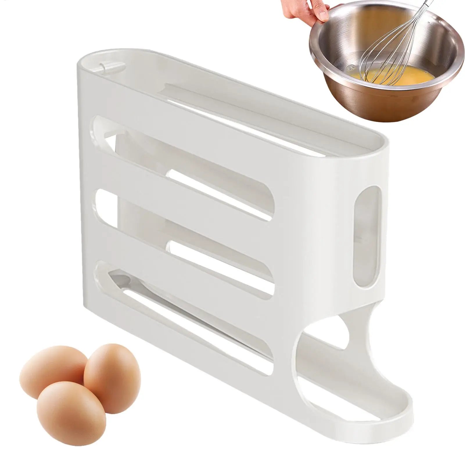 4 Layers Automatic Egg Roller New Household Kitchen Dedicated Egg Roller Rack Space Saving Large Capacity Egg Organiser