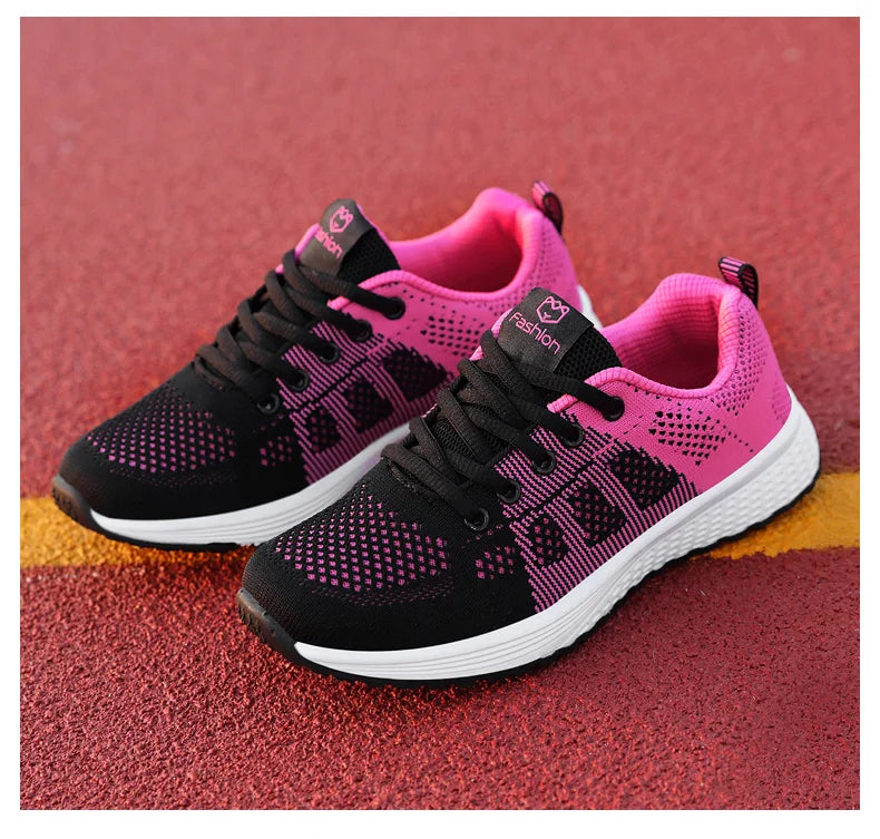 Women’s Breathable Mesh Walking Sneakers – Lightweight Flat Shoes