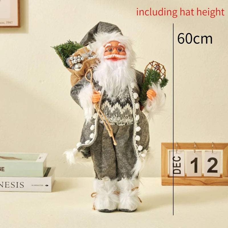 60cm Christmas Large Santa Claus Dolls Ornaments Standing Santa Figurine Doll Christmas Home Decoration Kids Gift navidad