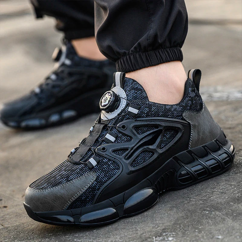 Rotating Button Steel Toe Safety Shoes – Lightweight Puncture-Proof Work Boots for Men